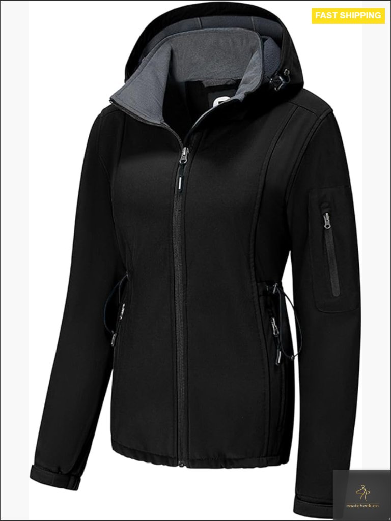 Women's Softshell Jacket Waterproof Lightweight Fleece Lined Windbreaker